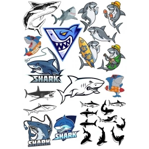 Köpek Balığı Sticker Set 21 Parça Telefon, Tablet, Defter, Laptop Sticker