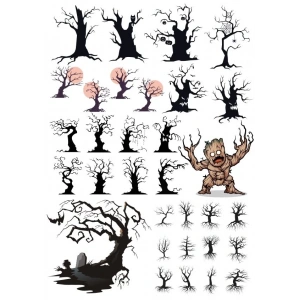 Korkunç Ağaçlar Sticker Set 28 Parça Telefon, Tablet, Defter, Laptop Sticker