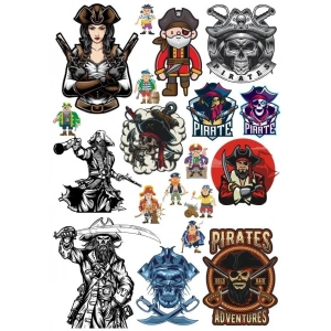 Korsan Kız ve Kuru Kafa Sticker Set 17 Parça Telefon, Tablet, Defter, Laptop Sticker