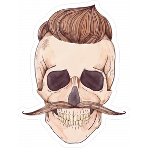 Bıyıklı Kurukafa Sticker 10x10 cmRenkli Sticker