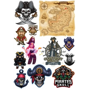 Korsan Sticker Set 3 12 Parça Telefon, Tablet, Defter, Laptop Sticker