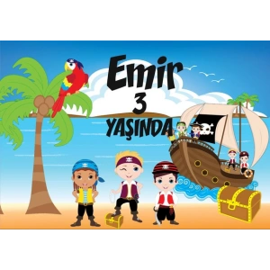 Korsan Temalı Doğum Günü Afişi - 50x70 Cm