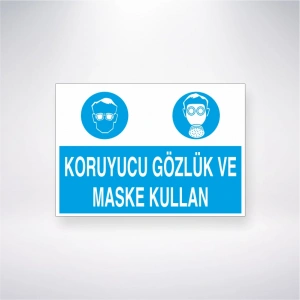 Koruyucu Gözlük ve Maske Kullan Sticker 20X28 Cm