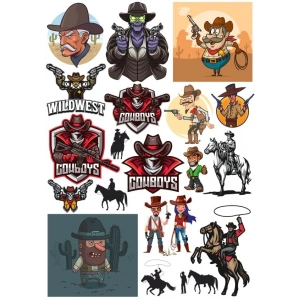 Kovboy Sticker Set 20 Parça Telefon, Tablet, Defter, Laptop Sticker