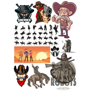 Kowboy Vahşi Batı Sticker Set 25 Parça Telefon, Tablet, Defter, Laptop Sticker