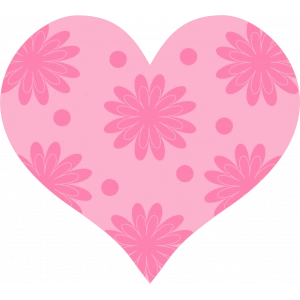 Koyu Pembe Çiçekli Kalp Duvar Stickerı