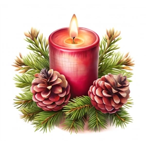 Kozalaklı Kırmızı Mum Duvar Stickerı