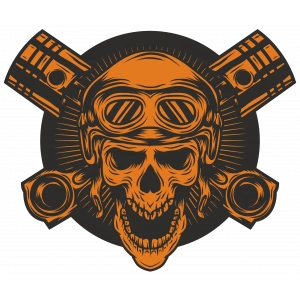 Motor Parçaları ve Kurukafa 5 Sticker 10x10 cmRenkli Sticker