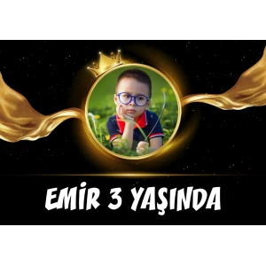 Kral Taçlı Alevli Doğum Günü Afişi 50X70 cm