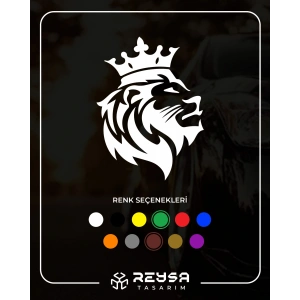Kral Taçlı Aslan Sticker 17x17 Cm Beyaz