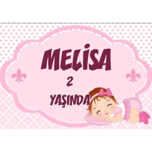 Küçük Sevimli Kız Temalı Doğum Günü Afişi - 100x150 Cm