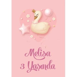kuğu temalı doğum günü afişi 50X70 cm