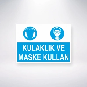 Kulaklık ve Maske Kullan Sticker 20X28 Cm