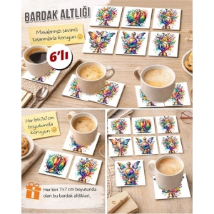 Kupalar 7x7 – 6’lı Set Dekoratif Kare Tasarım