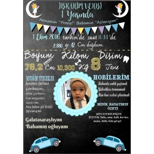 Ay ve Araba Temalı Yaş Panosu