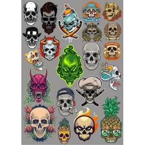 Kuru Kafa İskeletler Sticker Set 27 Parça Telefon, Tablet, Defter, Laptop Sticker