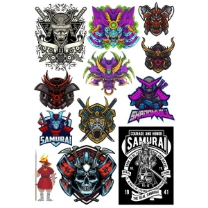 Kuru Kafa Samurai Sticker Set 12 Parça Telefon, Tablet, Defter, Laptop Sticker