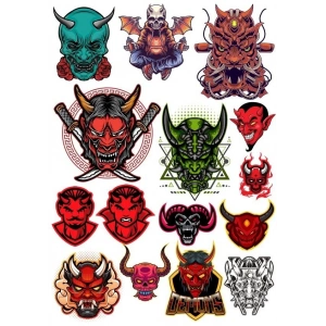 Kuru Kafa Şeytan Sticker Set 14 Parça Telefon, Tablet, Defter, Laptop Sticker