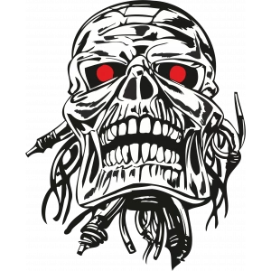 Kırmızı Gözlü Kurukafa Sticker 10x10 cmRenkli Sticker