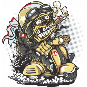 Motor Süren Zombi Sticker 10x10 cmRenkli Sticker