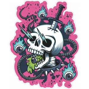 Kurukafa ve Gözler Sticker 10x10 cmRenkli Sticker