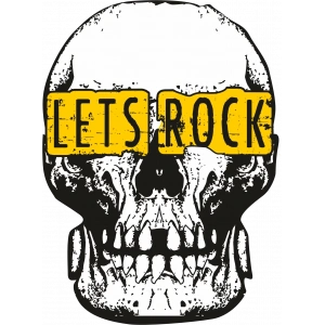 Lets Rock Kurukafa Sticker 10x10 cmRenkli Sticker