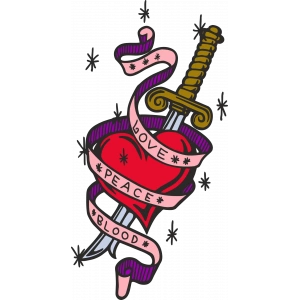 Love Peace Blood Sticker 10x10 cmRenkli Sticker