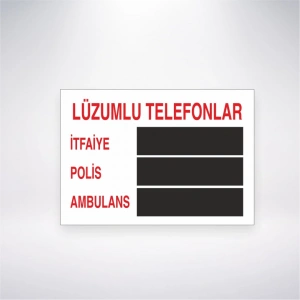 Lüzumlu Telefonlar İtfaiye Polis Ambulans Sticker 20X28 Cm