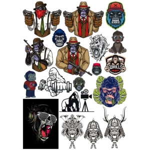 Mafya Goril Sticker Set 1 18 Parça Telefon, Tablet, Defter, Laptop Sticker