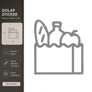 Market Ürünleri Mat Gri Dekoratif Folyo Sticker 14x14 cm