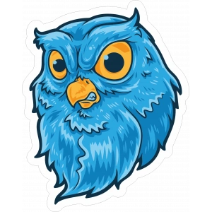 Mavi Baykuş Sticker 10x10 cmRenkli Sticker