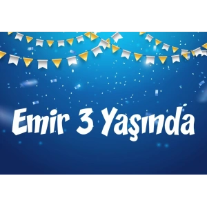 mavi bayraklı doğum günü afişi 70X100 cm