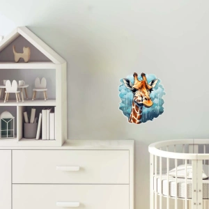 Mavi Bulutlu Zürafa Kafası Duvar Stickerı