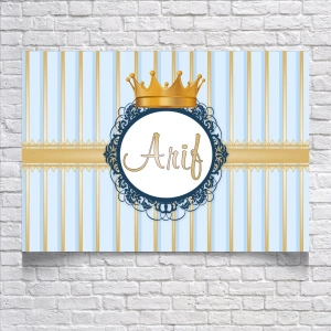 Mavi Çiizgili Doğum Günü Afişi 100X150 cm