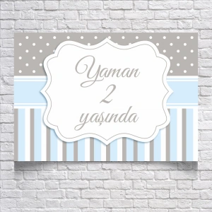 Mavi Çizgili Doğum Günü Afişi 35X50 cm