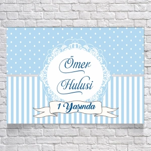 Mavi Çizgili Doğum Günü Afişi 35X50 cm