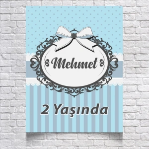 Mavi Çizgili Doğum Günü Afişi 50X70 cm