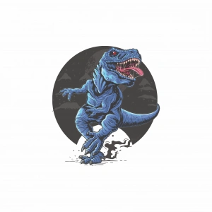 Mavi Dinozor Sticker 10x10 cmRenkli Sticker