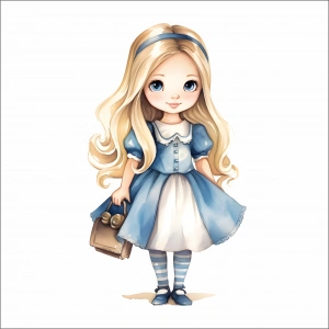 Mavi Elbiseli Masal Kızı Duvar Stickerı