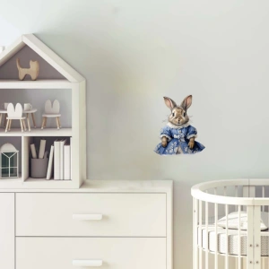 Mavi Elbiseli Tavşan Duvar Stickerı