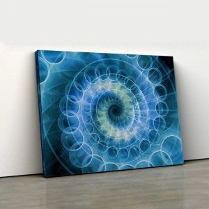 Mavi Fraktal Spiral Kanvas Tablo