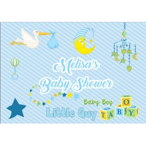 Mavi Leylek ve Oyuncak Temalı Baby Shower Afişi 50x70 Cm