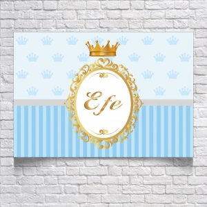 Mavi Taç Temalı Doğum Günü Karşılama Afişi 100X150 cm