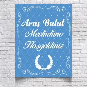 Mavi Temalı Mevlüd Afişi  50x70 Cm