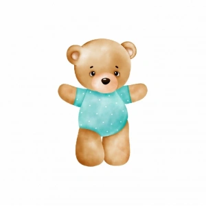 Mavi Tulumlu Ayakta Ayıcık Duvar Stickerı