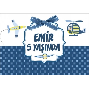 Mavi Uçaklar Doğum Günü Afişi - 35x50 Cm