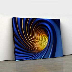 Mavi Ve Sarı Spiral Tünel Soyut Kanvas Tablo