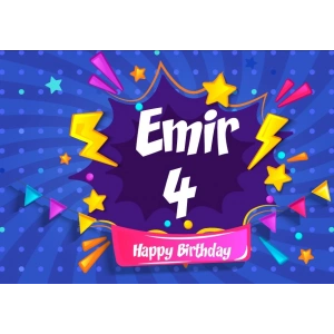 Mavi Yıldız Desenli Doğum Günü Afişi 70X100 cm