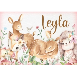 Sevimli Hayvanlar ve Ceylan temalı Doğum Günü Afişi 50X70 cm