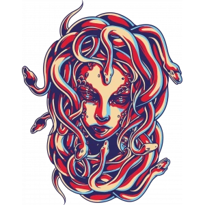 Medusa Sticker 10x10 cmRenkli Sticker